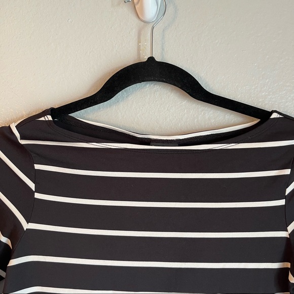 INC Petite Womens Classic Black & White Striped Boat Neck Top - Picture 2 of 8